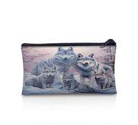 UOIMAG Trousse à crayons avec fermeture éclair pour fournitures scolaires, fournitures de bureau, organiseur de bureau, Famille de loups, Taille unique, Cartable
