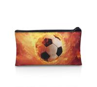 UOIMAG Trousse à crayons avec fermeture éclair - Trousse de rangement pour stylos - Fournitures de bureau, Motif football et feu, Taille unique, Cartable