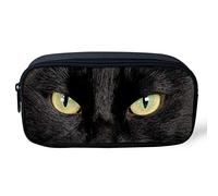 UOIMAG Trousse à crayons avec poche et fermeture éclair style décontracté Motif chat noir