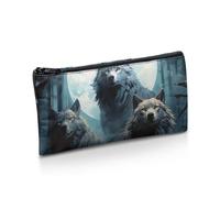 UOIMAG Trousse à crayons imprimée pour fournitures scolaires et de bureau, trousse à crayons avec fermeture éclair, Wolf Moon, Taille unique, Cartable