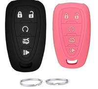 UOKEY Coque de clé en silicone compatible avec Chevrolet Blazer Bolt EV Camaro Cruze Equinox Malibu Sonic Spark Traverse Trax Volt M3M-40821302 68155686 AB (noir + rose)
