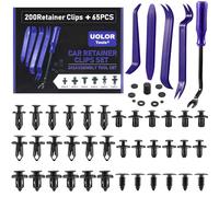 Uolor 265Pcs Rivet Clips Plastique Trousse, Rivet Plastique Fixation, Universels 6 Types Différents de Pinces de Garniture de Porte et Clips en Plastique pour Pare-Chocs avec Outil de Démontage