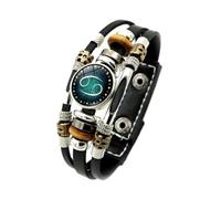 UOMSKTY Bracelet Lumineux 12 Signes Du Zodiaque - Bracelet Manchette Constellation Astrologie Bracelet Manchette En Cuir Tressé, Bracelet En Cuir Multicouche Punk Pour Homme Et Femme
