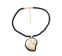 UOMSKTY Colliers Avec Pendentif Conque Exagéré Pour Femmes - Plage D'Été Océan Dangle Ras Du Cou Grosse Corde Noire Tressée Chaîne De Clavicule, Charme Bijoux De Déclaration Accessoires Bohème Vinta