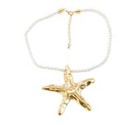 UOMSKTY Colliers Avec Pendentif Étoile De Mer À La Mode Pour Femmes - Texture Irrégulière Étoile Ras Du Cou Corde Tressée Colliers Bijoux Exagérés, Charme Grosse Chaîne De Clavicule Accessoires De F