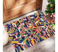 UOMSKTY Géométrie du Cube Géométrie des Illusions D'Optiquetapis Entree Interieur Extérieur40 X 60 Cmtapis D'Entrée Motif Arc Antidérapant, Lavable, Absorbant, Retient Saleté Et Humiditéjaune Violet
