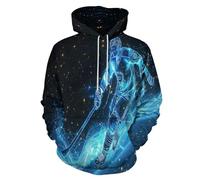 UOMSKTY Lumière des Étoiles Univers Capuche Chemises, Pull Imprimé Résumé Athlète Manches Longues Sweatshirt avec Poches à Cordon, Noir Capuche pour Homme et Femme 5XL