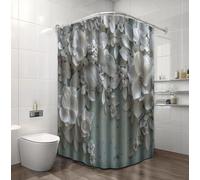 UOMSKTY Rideau de Douche Fleurs 3D,Rideau de Bain Tissu Polyester,Anti Moisissure Imperméable Lavable Relief Motifs Floraux Plantes Rideaux Salle de Bain 200 × 200 cm avec 12 Crochets pour Baignoire