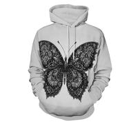 UOMSKTY Sweat à Capuche Unisexe, 3D Peinture À L'Encre Papillon Hoodie Manches Longues Homme Femme Sweat Capuche avec Poches, Résumé Animal Manteau de Sport Automne Hiver Pullover 3XL