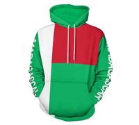 UOMSKTY Sweat à Capuche Unisexe avec Drapeau Madagascar, Pull Grande Taille 3D Patriotique, Manches Longues et Poches, Style Décontracté et Sportif pour Homme et Femme