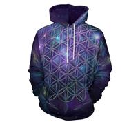 UOMSKTY Sweats à Capuche 3D pour Hommes et Femmes, Manches Longues Motif Rêve Ciel Étoilé Nébuleuse Sweat-Shirt à Capuche Décontracté, Fleurs Abstraites Sweat avec Poches Automne Hiver2XL