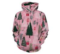 UOMSKTY Sweats à Capuche 3D pour Hommes et Femmes, Manches Longues Motif Village De Noël Sweat-Shirt à Capuche Décontracté, Plantes De Dessins Animés Sweat avec Poches Automne Hiver6XL