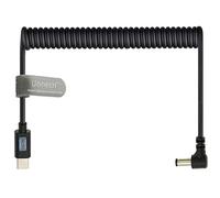 Uonecn Câble d'alimentation 12V PD Trigger USB-C vers 5.5x2.5mm DC Câble spiralé à angle droit pour KiPRO LCD Moniteurs Lectrosonic Cine Broadcast
