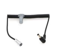 Uonecn Câble d'alimentation pour caméra Blackmagic Pocket Cinema BMPCC 4K Weipu 2 broches femelle vers angle droit DC Gold Mount V Mount câble spiralé