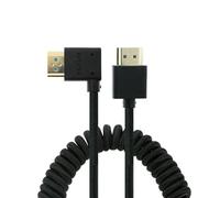 Uonecn Câble HDMI 2.1 Spiralé 8K 60Hz 48Gbps pour Caméra et Moniteur, Compatible avec Atomos Ninja V, Portkeys BM5, Sony A7IV, Z CAM E2/F6, BMPCC 4K/6K, Noir, Droit vers Coudé Gauche