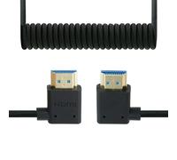 Uonecn Câble HDMI 2.1 Spiralé 8K 60Hz 48Gbps pour Caméra et Moniteur, Compatible avec Atomos Ninja V, Portkeys BM5, Sony A7IV, Z CAM E2/F6, BMPCC 4K/6K, Noir, Coudé Gauche vers Coudé Droit