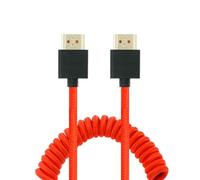 Uonecn Câble HDMI 2.1 Spiralé 8K 60Hz 48Gbps pour Caméra et Moniteur, Compatible avec Atomos Ninja V, Portkeys BM5, Sony A7IV, Z CAM E2/F6, BMPCC 4K/6K, Rouge, Droit vers Droit