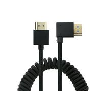 Uonecn Câble HDMI 2.1 Spiralé 8K 60Hz 48Gbps pour Caméra et Moniteur, Compatible avec Atomos Ninja V, Portkeys BM5, Sony A7IV, Z CAM E2/F6, BMPCC 4K/6K, Noir, Droit vers Coudé Droit