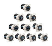 Uonecn Connecteur USB 3.0 Femelle-Femelle à Angle Droit 90° pour Montage sur Panneau, Adaptateur Passe-Paroi pour Industriel/DIY, Transmission de Données Ultra-Rapide pour PC, Audio, Argent, Lot de 10