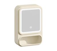 Uonguon Bathroom Mirror Cabinet, Mirror Storage, 16.54x11.02x4.53 inches Lighted Drawer with Magnetic Door Tissue Dispenser, Modern Wall Mounted Organizer for Shampoo and Makeup