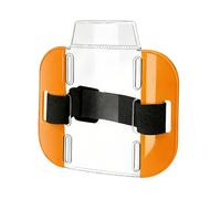 Uonguon Brassard de brassard étanche transparent avec sangle élastique réglable, porte-carte d'identité, porte-badge sécurisé pour ski, alpinisme, rafting, activités de plein air, Orange