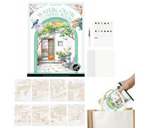 Uonguon Cahier d'exercices aquarelle | Carnet de croquis portable à 3 plis | Ensemble de livres de dessin aquarelle pour débutants | pour la relaxation, la méditation, l'école, les voyages, le bureau