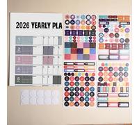 Uonguon Calendrier mural 2026 - Grand format avec autocollants - Accessoires pour la gestion personnelle du temps pour organiser des listes de tâches, rendez-vous, objectifs, calendrier et