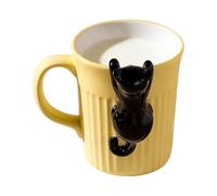Uonguon Cat Mug - 350ml Cute Comfort Handle Drinkware, Ceramic Coffee Cup with Hand-Painted Whiskers, Desk Decor Ornament, Office Tea Mug, School Milk Glass for Kids Women Birthday Gifting
