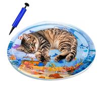 Uonguon Cat Water Mat, Interactive Pet Toy, Thickened PVC Sensory Play Pad, Marine Design Cool Comfortable Bed, 11.81x11.81x0.79 inches, for Small Animals Indoor Summer Enrichment