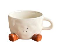 Uonguon Ceramic Coffee Mug - 300ml Milk Drinkware with Feet, Hot Chocolate Cup with Handle, Stylish Beverage Holder for Coffee Tea Milk, Kitchen Tableware, 4.92x3.74x2.36 Inches