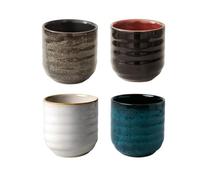 Uonguon Ceramic Tea Cups - 4 Pieces Japanese Style Drinkware, Aesthetic Mug Set, Elegant Coffee Tea Cups for Women Cafe Home Christmas Holiday Hot Chocolate Milk Juice, Stylish Tableware