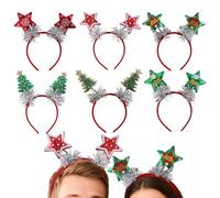 Uonguon Christmas Headband - 6 Pieces Felt Dress-Up Hairband, Festive Party Headpiece Set, Comfortable Elastic Design for Students Kids Teens Adults, Holiday Accessory, Red Green Themed Costume Props