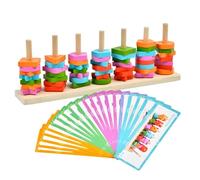 Uonguon Color Sorting Toys - Wooden Learning Educational Games, Kids Shape Sorting Stacking Toys with Vibrant Pigment Matching, Early Childhood Development Tool, Sensory Learning Set for Home Travel