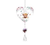 Uonguon Décorations de Fenêtre | Acrylique Écossais Mignon Romantique,Ornement de Fenêtre en Forme de Cœur de Vache - pour Anniversaire Diplôme Noël Cadeau Femme Fille Sœur