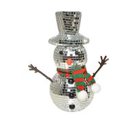 Uonguon Disco Ball Snowman - Reflective Mirror Figurine, Shiny Christmas Statue, Knitted Hat and Scarf Decor, Eye-Catching Ornament for Dining Table Holiday Carnival, Winter Decoration, 7.8x3.7 inch