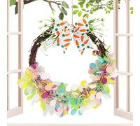 Uonguon Easter Door Wreath - Cartoon Bow Accent, Festive Egg Design, Vibrant Handmade Decoration for Front Door Window Wall, Holiday Wreath, 19.29x15.51 inches