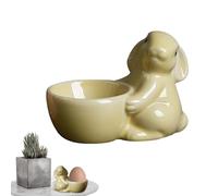Uonguon Easter Egg Cups - Ceramic Bunny Egg Holder, Cute and Cute Bunny Statue Base with Polished Finish, Festive Breakfast Tableware, Dining Time Accessory for Easter Party Brunch