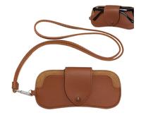 Uonguon Étui à lunettes de soleil avec cordon tour de cou, 16,5 x 7,5 x 1,9 cm, design compact, pochette robuste pour la randonnée, le camping et les voyages, Couleur café., Refer to description