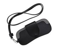 Uonguon Étui à lunettes de soleil avec cordon tour de cou, 16,5 x 7,5 x 1,9 cm, design compact, pochette robuste pour la randonnée, le camping et les voyages, Noir , Refer to description