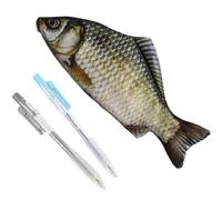 Uonguon Funny Fish-Shaped Pencil Case - Crucian Carp Pouch, 11.42 x 2.75 inches Realistic Pen Organizer with 3D Digital Printing, Quirky Cosmetic Bag, Funny Stationery Holder, Storage Case for School