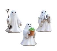 Uonguon Ghost Decor, Cute Figurines Ghost Desk Decors, 1.97x2.76 inches 3 Pieces Resin Halloween Decorations for Indoor, Outdoor, Garden, Yard, Lawn, Living Room, Bedroom, Planter, Flower Pot, Party
