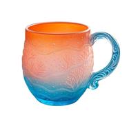 Uonguon Glass Mug - Transparent Beach Theme Drinkware, Sunset Sea Design Cup, Elegant Decorative Tea Coffee Cup for Home Christmas Birthday Gathering, Kitchen Accessory, 5.12x3.74x2.95 Inches