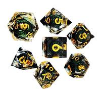 Uonguon Jeu de dés polyédriques, Petit Jeu de dés de rôle - 7X Dés polyédriques de Jeu de société,Dés de de Table de de rôle de Conception de Noyau Liquide Unique pour Les Joueurs d'hommes et