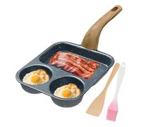 Uonguon Poêle à œufs, poêle à petit-déjeuner sans bâton avec 3 compartiments et accessoires, une propre facile pour la préparation des repas, adhérence résistante à la chaleur pour le bacon