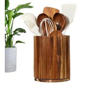 Uonguon Porte-ustensiles en bois, support de rangement rotatif à 360°, 18 x 15 cm, organiseur de comptoir de cuisine multifonction et support de rangement pour couverts, idéal pour les outils de