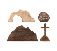 Uonguon Scène de Pâques vide - Décoration de vacances en bois, décoration de crèche avec motif « He Is Risen », accessoire de rebord de fenêtre, décoration de bibliothèque, décoration de vitrine