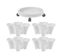 Uonguon Stackable Planter - Strawberry Tower 4 Garden Pots, Display Holder with Removable Tray Wheels, Flower Stand Gardening Accessories, Succulents Vegetable Container for Outdoor Indoor Balcony