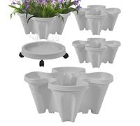 Uonguon Stackable Planter - Strawberry Tower 4 Garden Pots, Display Holder with Removable Tray Wheels, Flower Stand Gardening Accessories, Succulents Vegetable Container for Outdoor Indoor Balcony