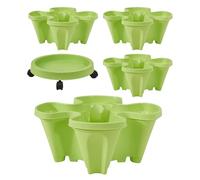 Uonguon Stackable Planter - Strawberry Tower 4 Garden Pots, Display Holder with Removable Tray Wheels, Flower Stand Gardening Accessories, Succulents Vegetable Container for Outdoor Indoor Balcony