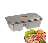Uonguon Stainless Steel Snack Containers, Food Container with 2 Dividers, 7.09x5.04x2.28 Inches Compact Meal Prep Design, Portable Leakproof Food Box for School, Travel and Work